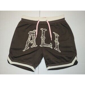Shoe Palace Muhammad Ali Shorts Brown Pink Butteryfly Bee Mens Medium Drawstring